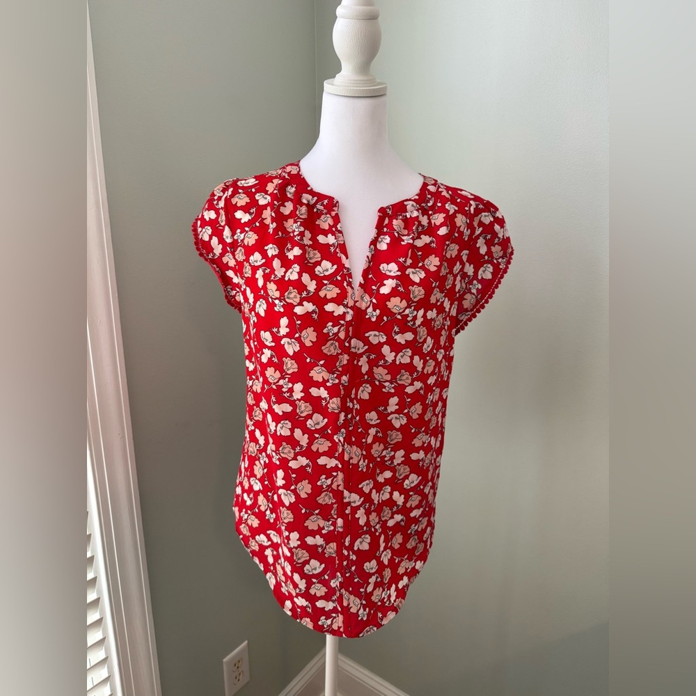 Fun 2 Fun Red Floral Blouse